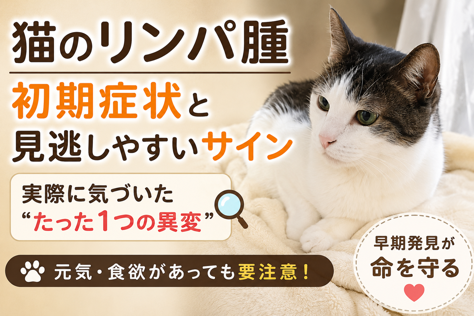 猫のリンパ腫｜初期症状と見逃しやすいサイン｜元気でも危険なケースとは