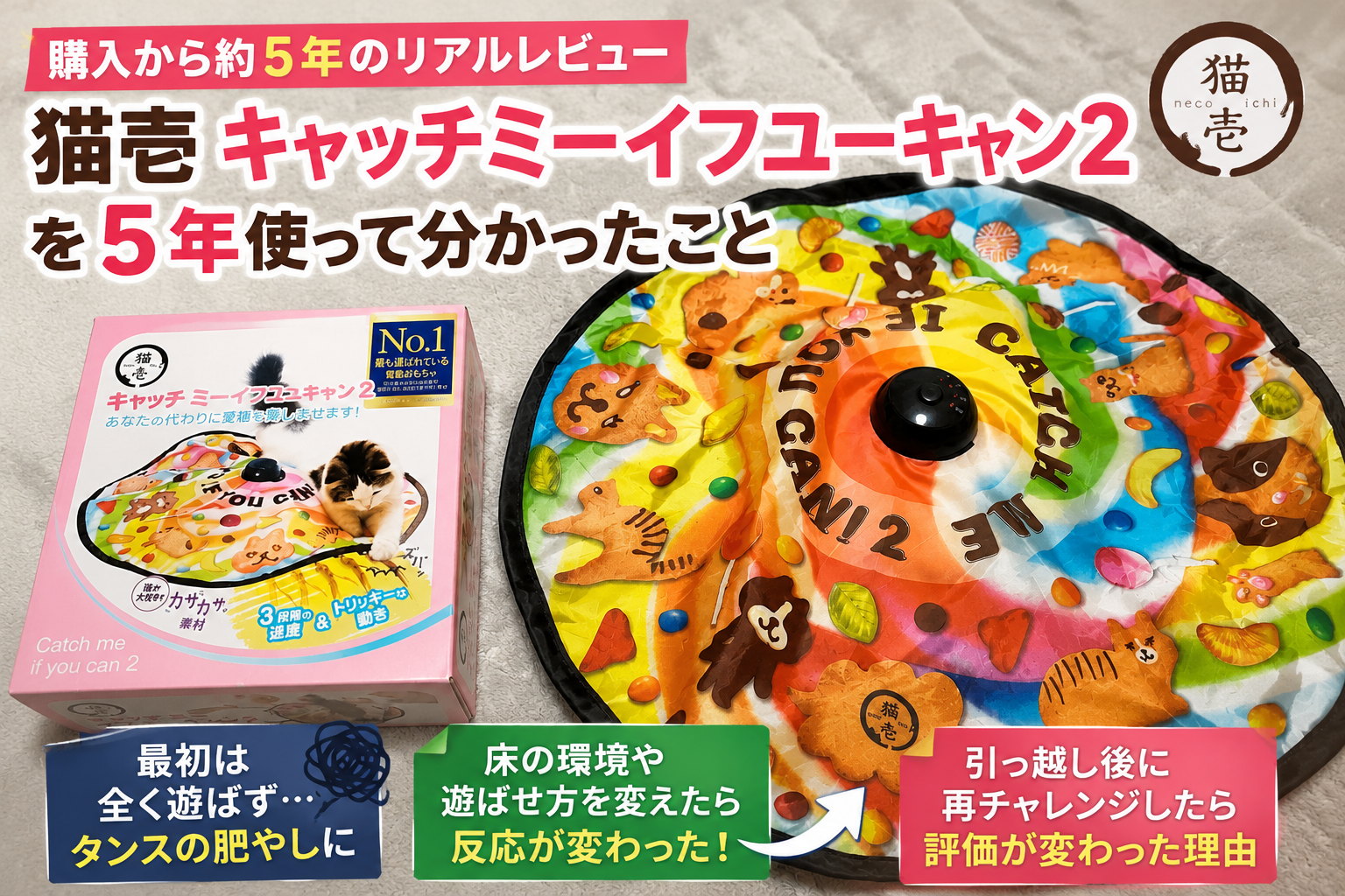 猫壱「キャッチミーイフユーキャン2」を5年使って分かったこと｜タンスの肥やしになった我が家で評価が変わった理由