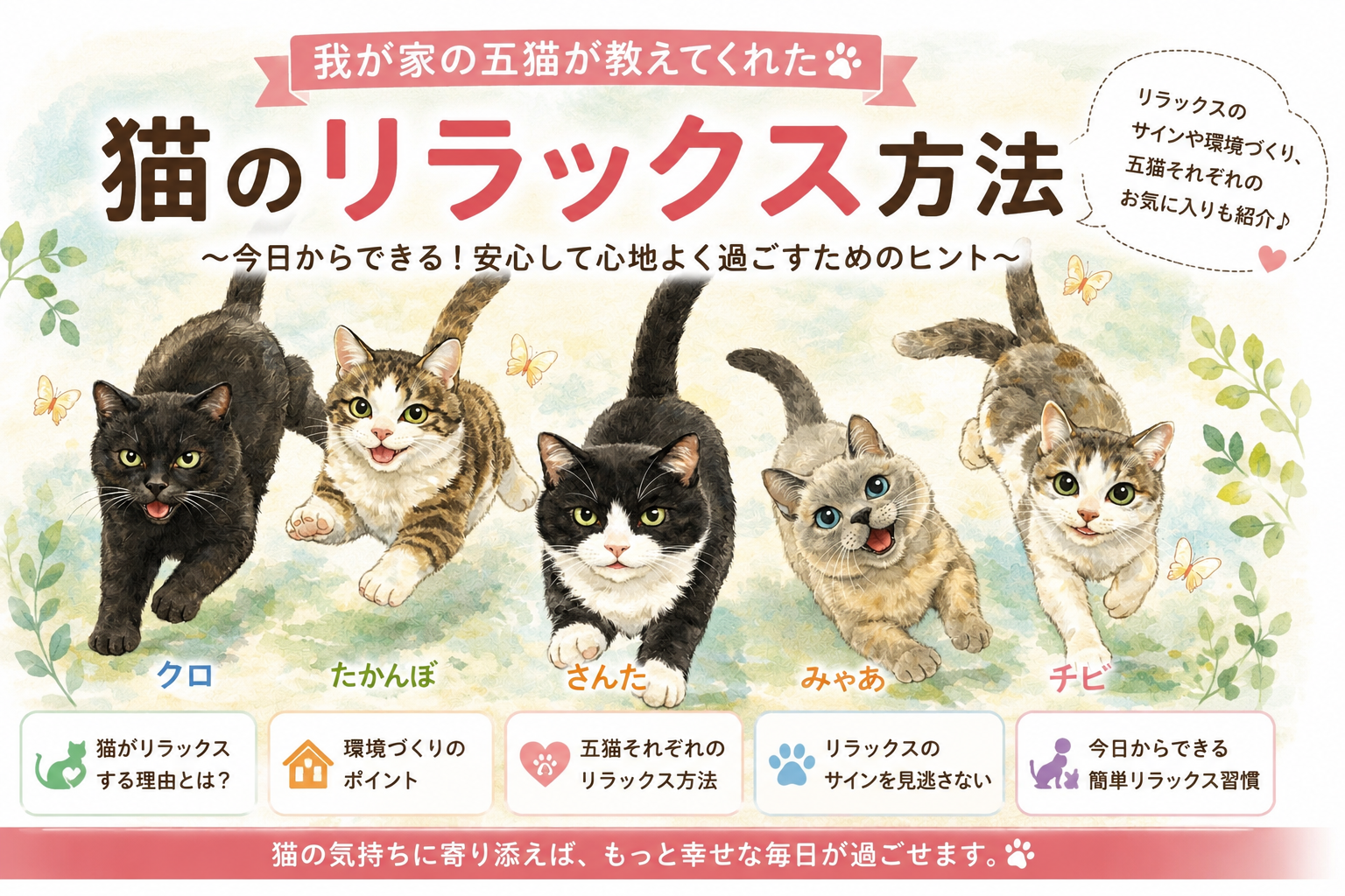 猫のリラックス方法｜五猫と暮らして分かった安心して過ごすための習慣