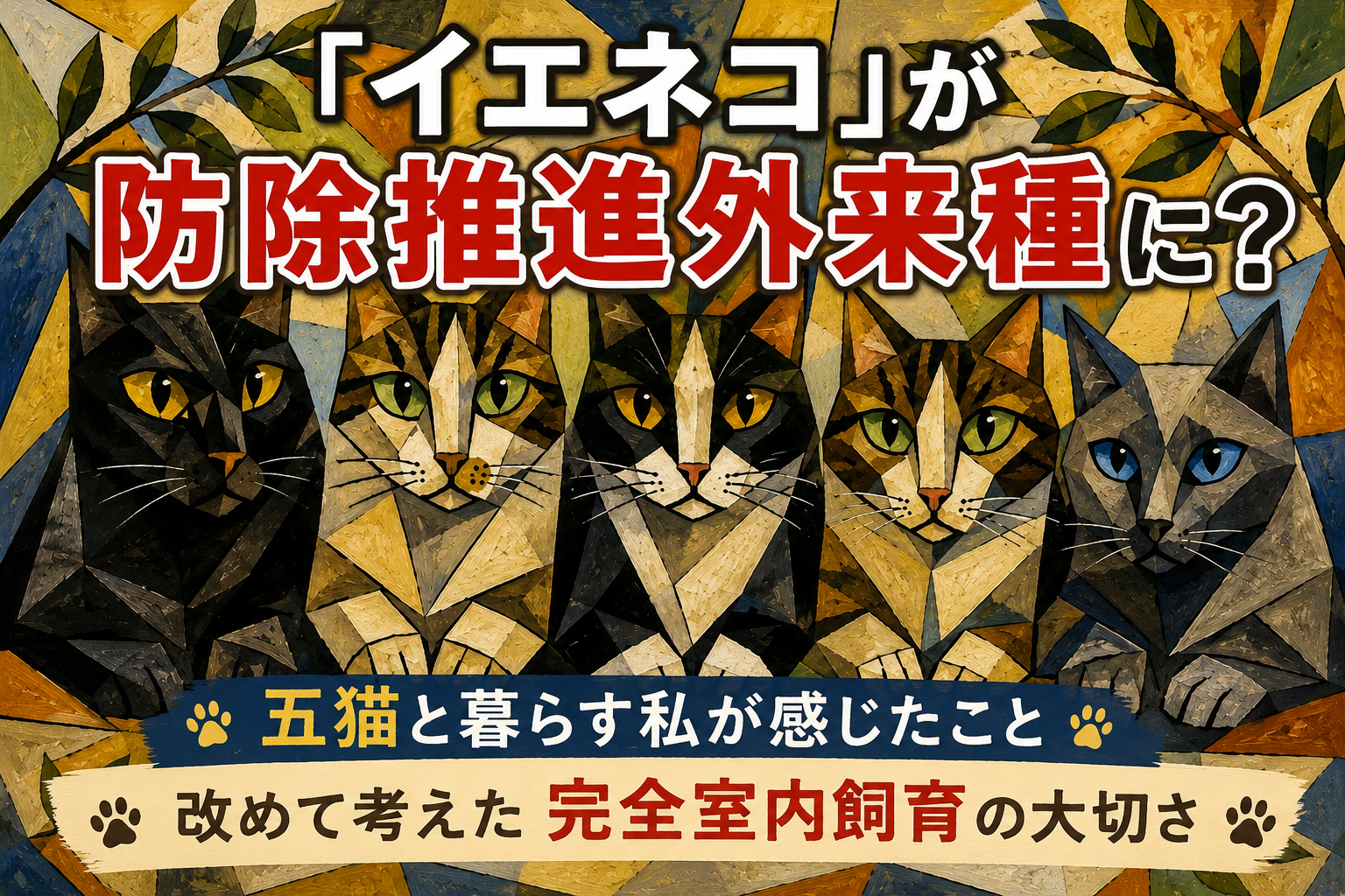 「イエネコ」が防除推進外来種に？五猫と暮らす私が改めて考えた完全室内飼育の大切さ