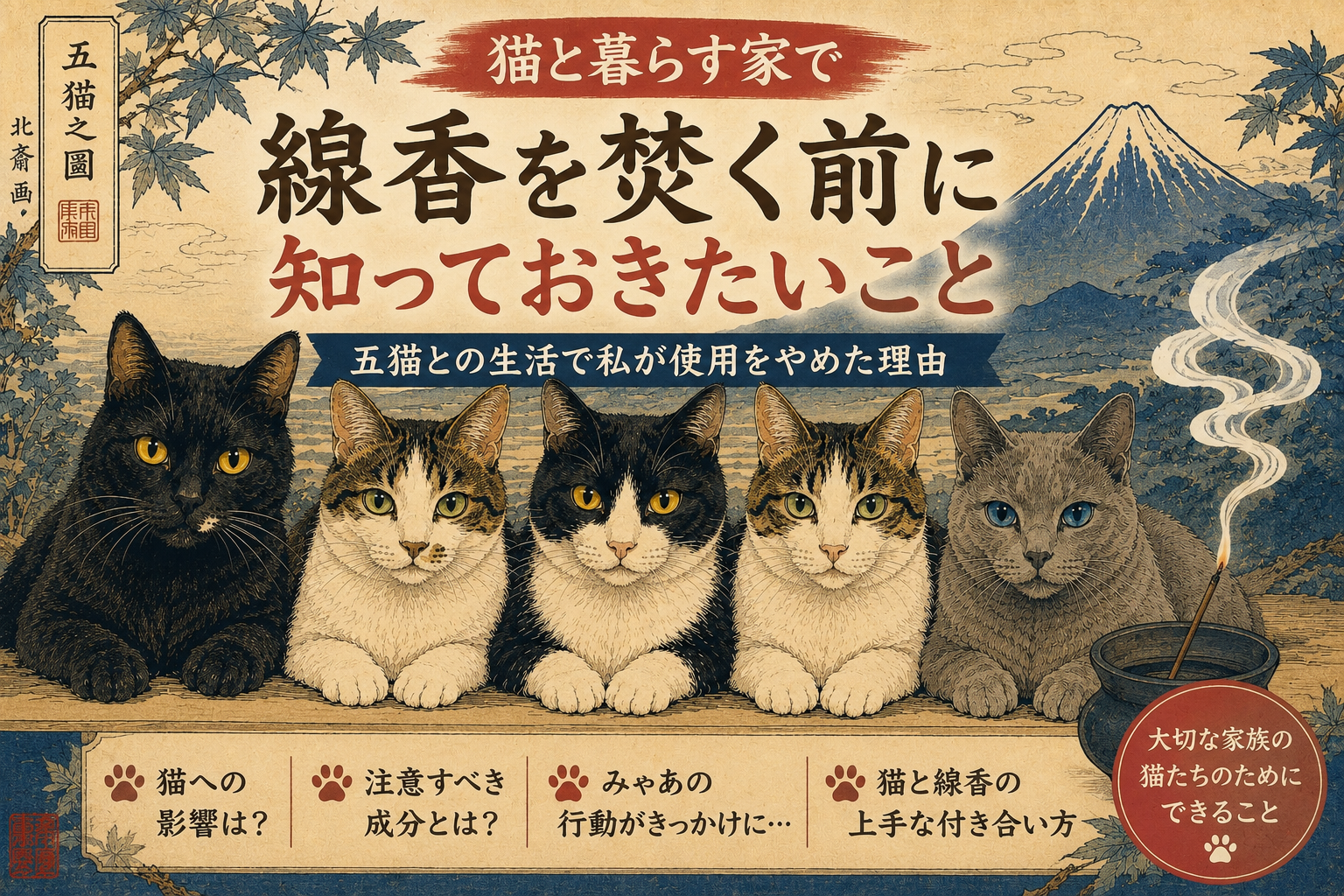 猫と暮らす家で線香を焚いても大丈夫？みゃあの行動がきっかけで使用をやめた理由