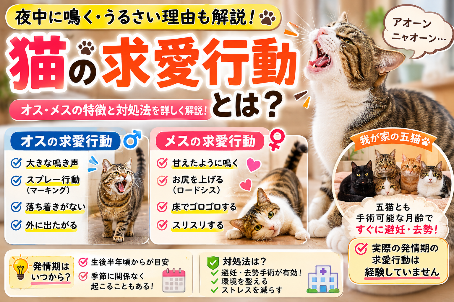 猫の求愛行動とは？オス・メスの特徴と発情期に見られる行動を解説