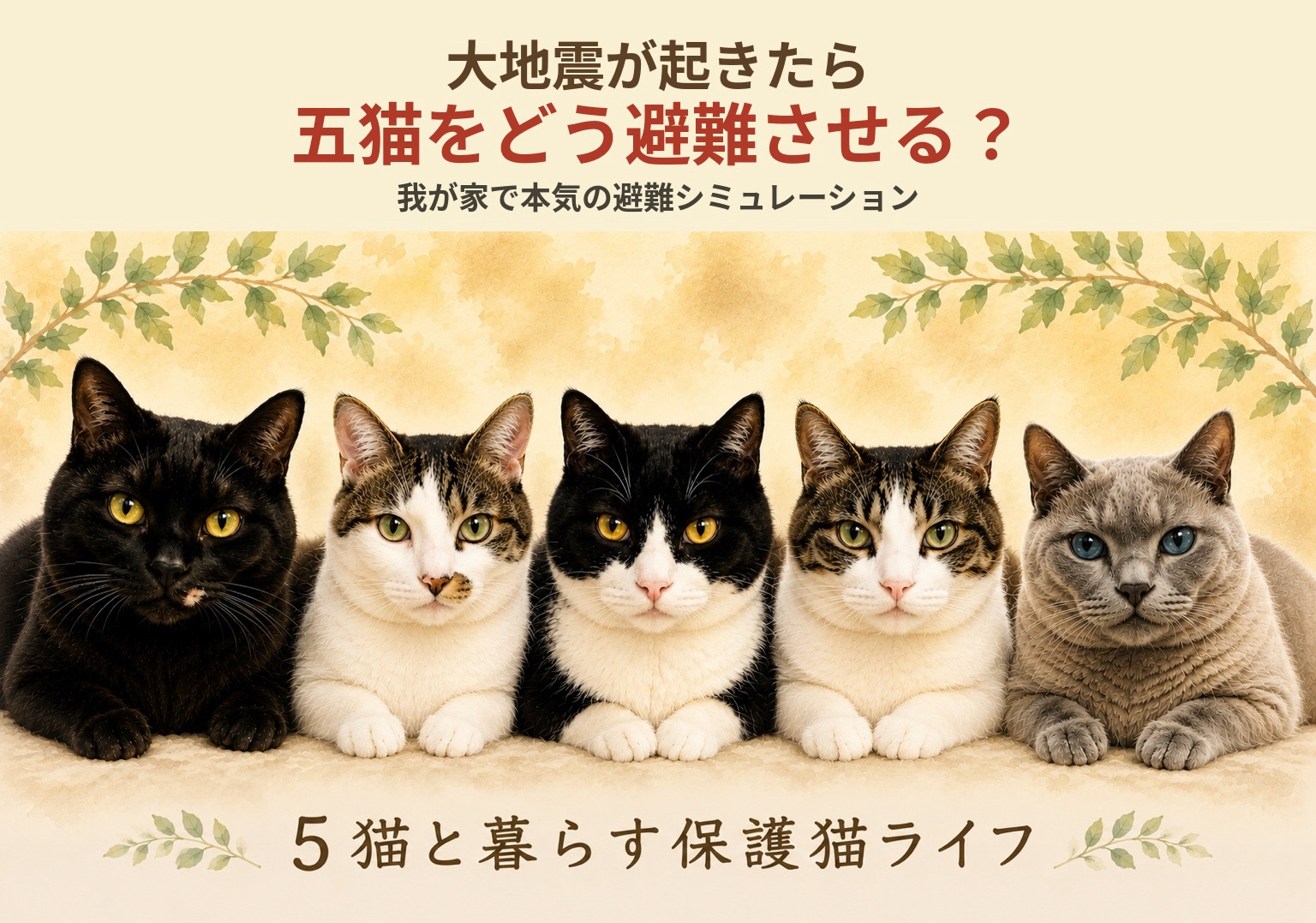 大地震が起きたら五猫をどう避難させる？我が家で本気の避難シミュレーション