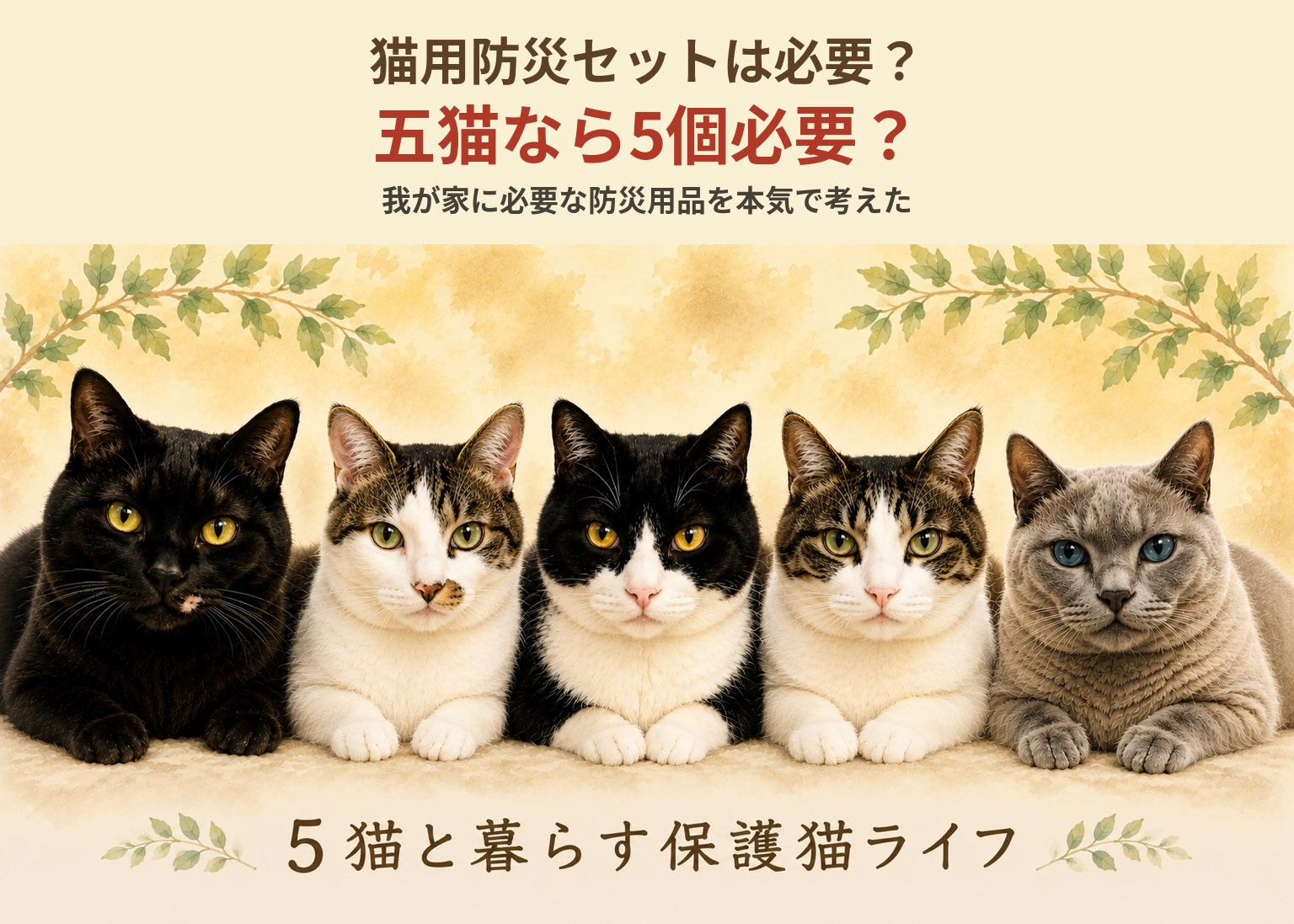 猫用防災セットは必要？五猫と暮らす我が家は5個必要なのか本気で考えた