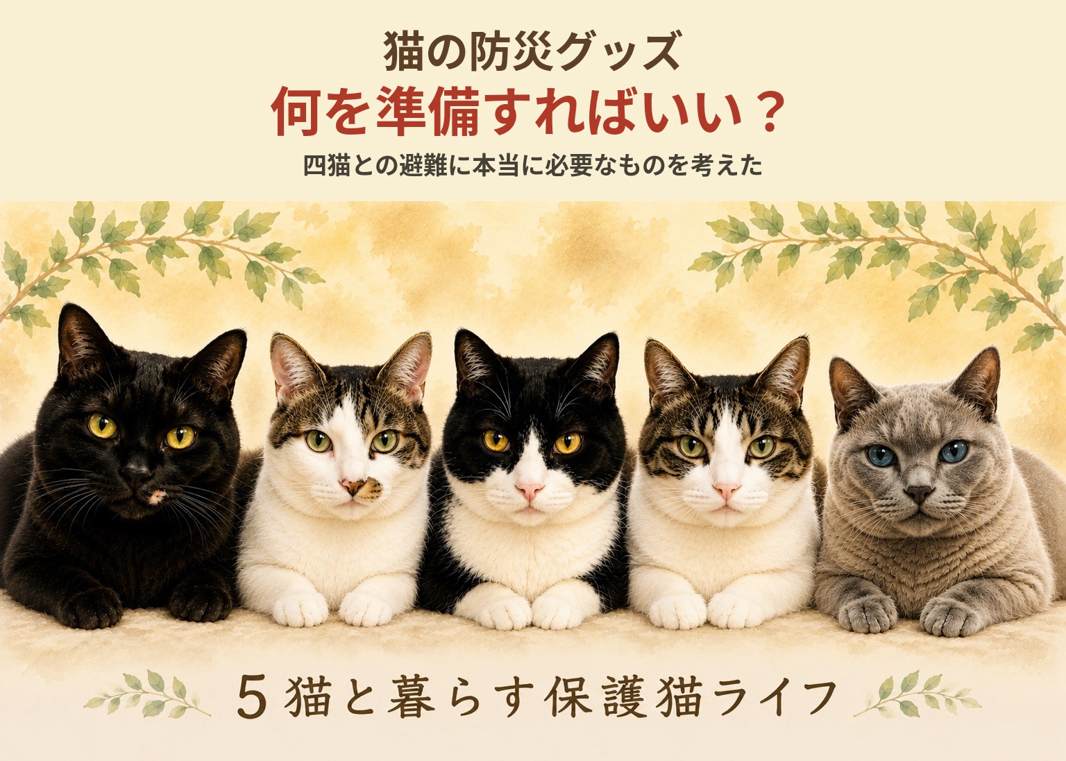 猫の防災グッズは何が必要？四猫との避難に備えて本当に必要なものを考えた