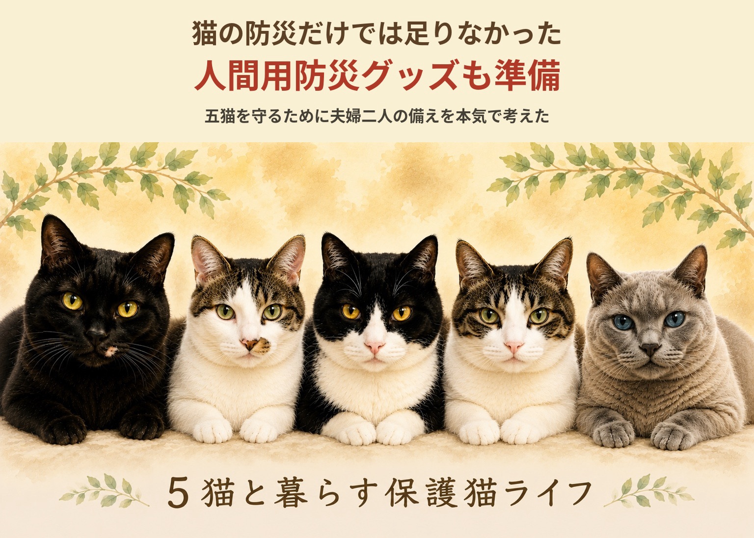 猫の防災だけでは足りなかった｜五猫を守るために人間用防災グッズも本気で準備する