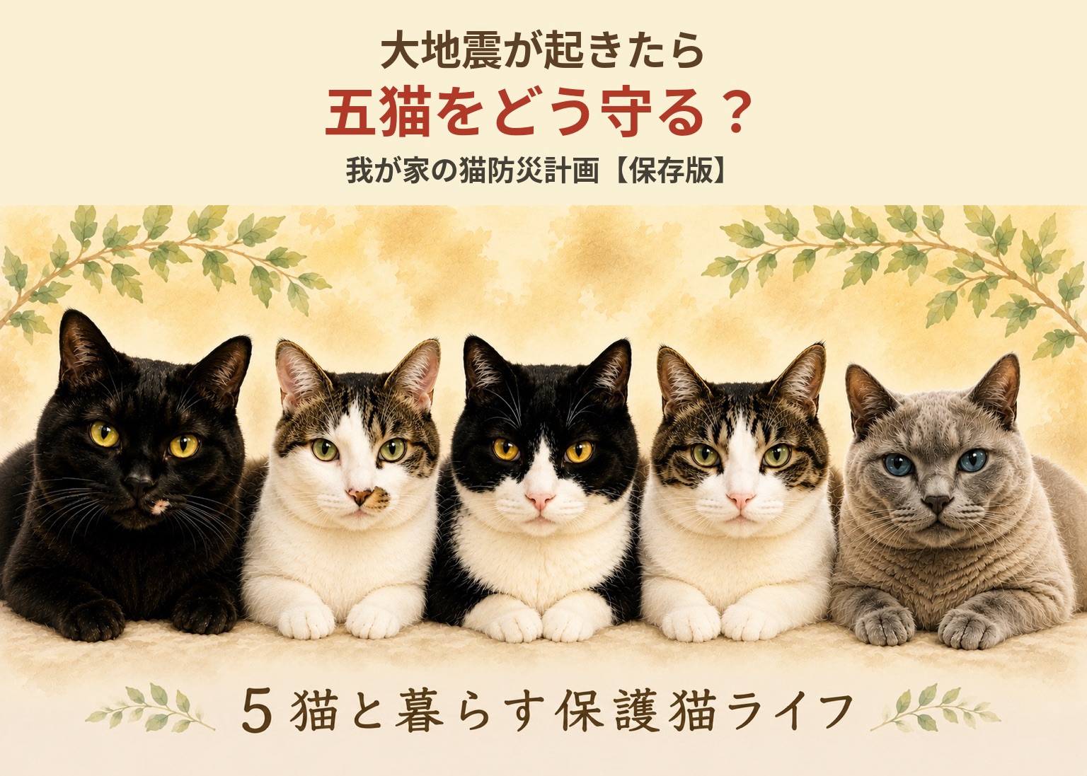大地震が起きたら五猫をどう守る？我が家の猫防災計画【保存版】