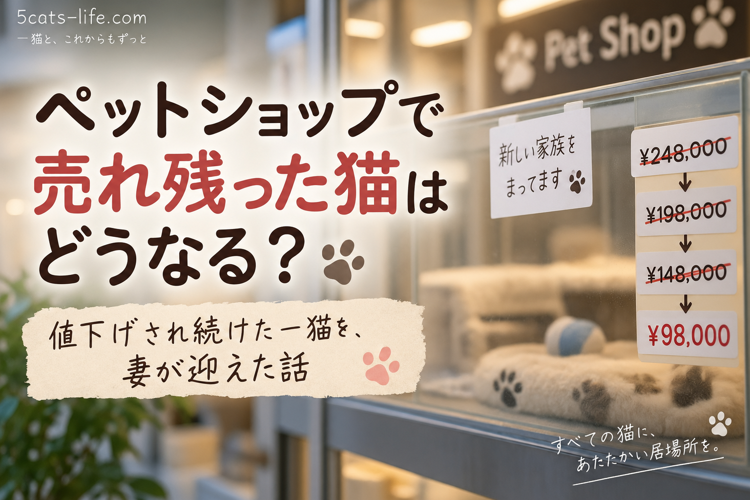 ペットショップで売れ残った猫はどうなる？妻が値下げされた一猫を迎えた経験