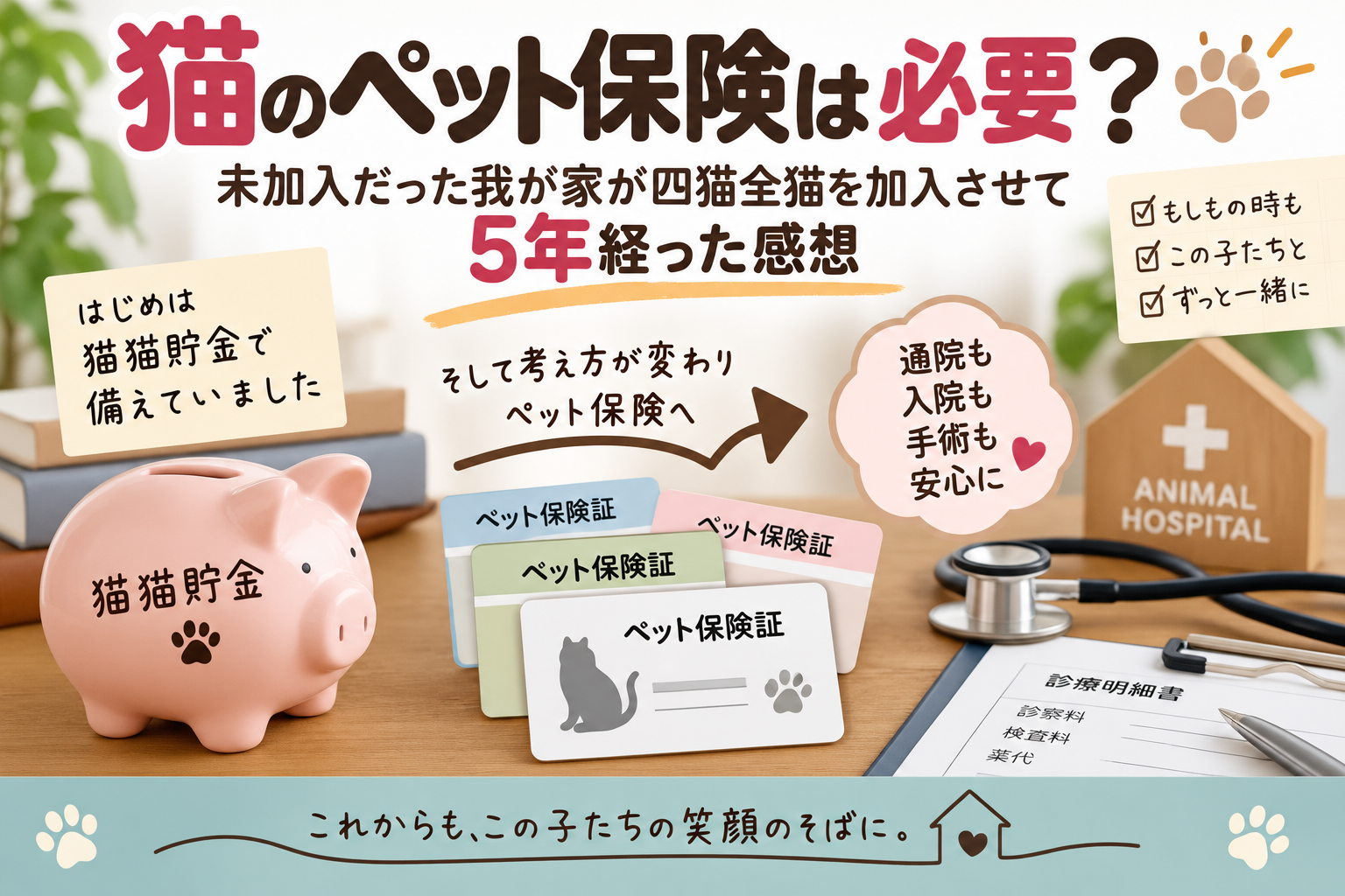 猫のペット保険は必要？未加入だった我が家が四猫全猫を加入させて5年経った感想