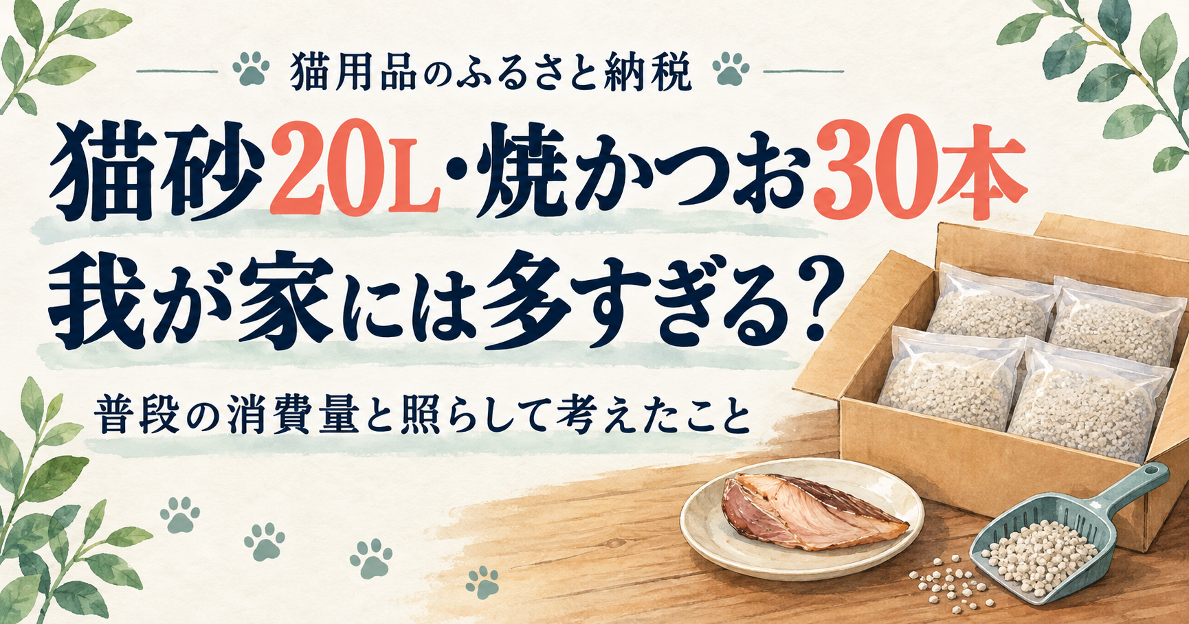 猫用品のふるさと納税は何袋・何本を選ぶ？猫砂20L・焼かつお30本を受け取って考えたこと