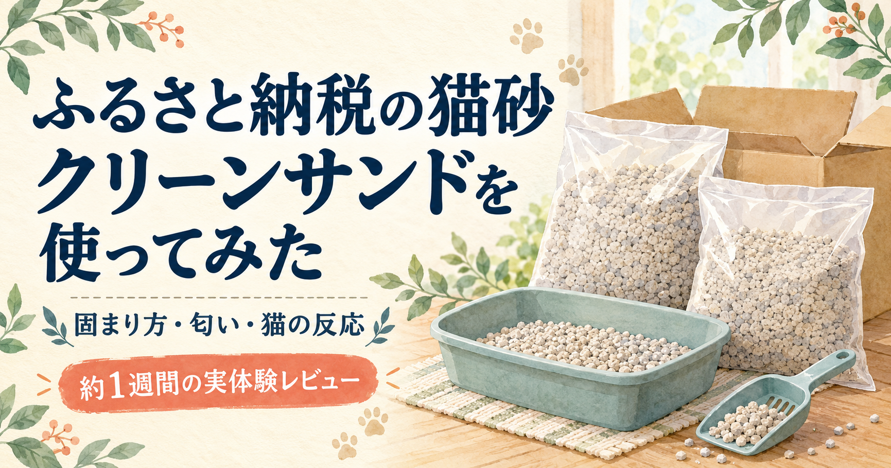 ふるさと納税の猫砂「クリーンサンド」を使った感想｜普段の猫砂と併用した1週間レビュー